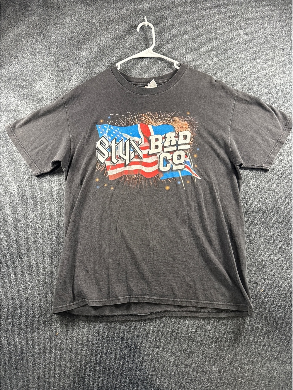 Vintage Sturgis Bad Co American Flag Graphic T-Shirt Black Large Biker Rally